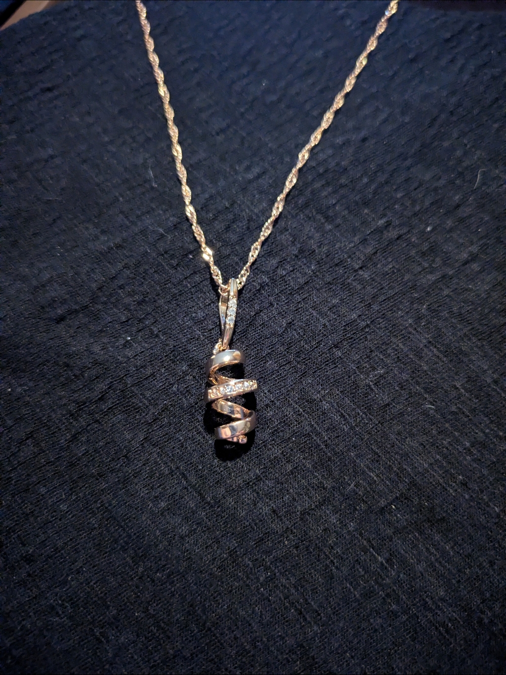 Elegant Gold Spiral Pendant Necklace with Pavé Accents